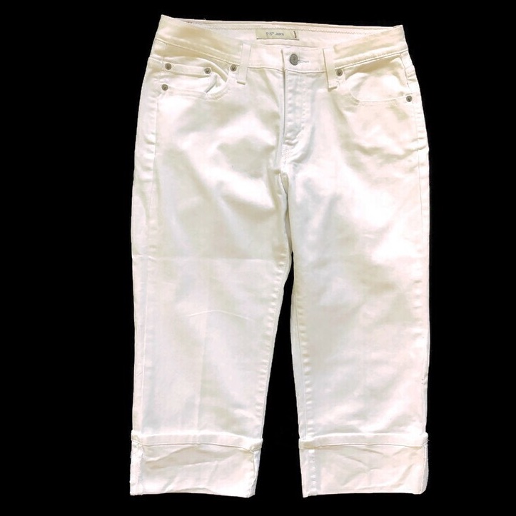 Levis 515 White Capri JeansCuffed Hem Levis 515 White Capri JeansCuffed Hem